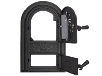 Ușă din fontă cu geam pentru șemineu sau sobă Firework negru