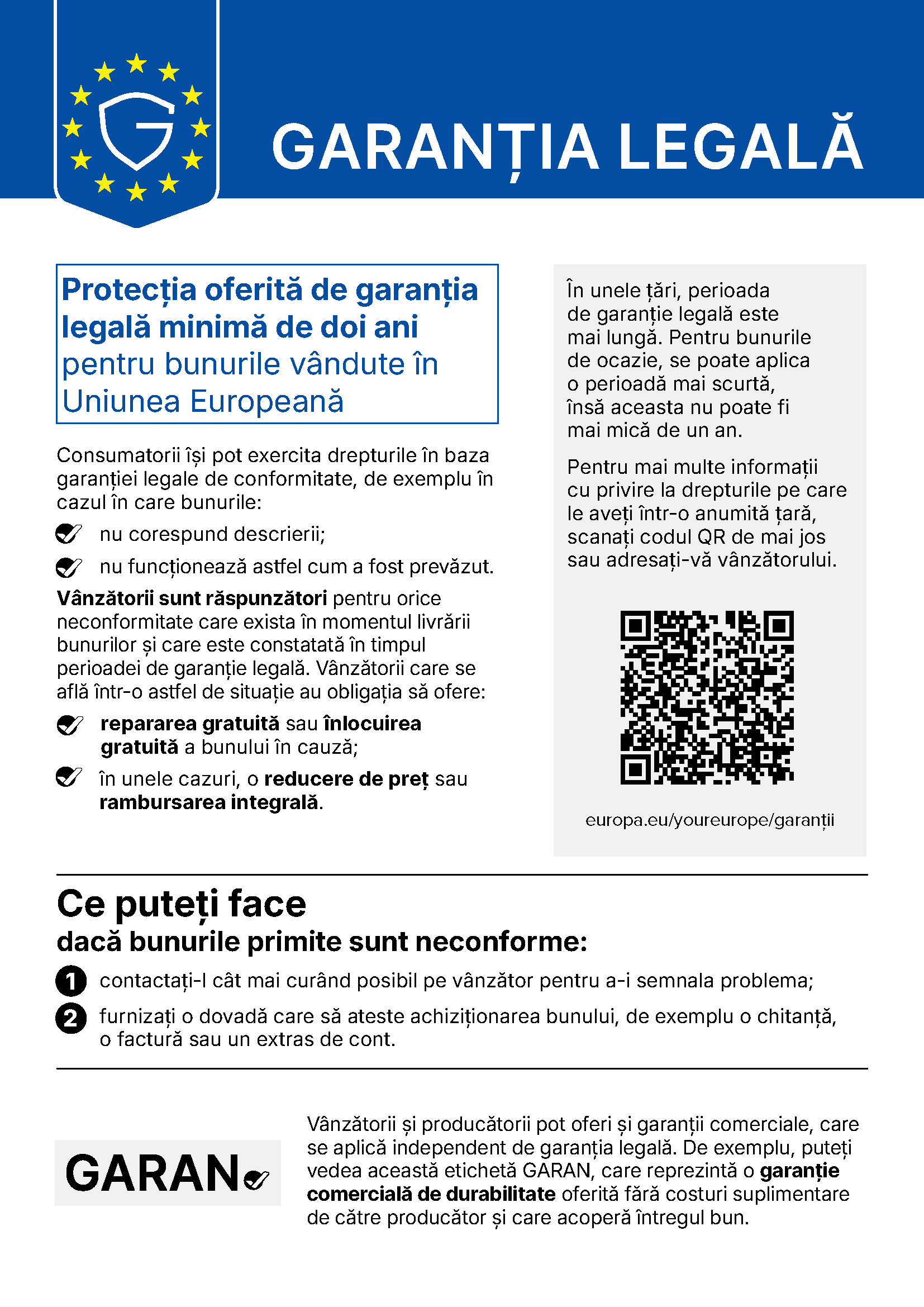 Garanția legală – protecția oferită de garanția legală minimă de doi ani pentru bunurile vândute în Uniunea Europeană
