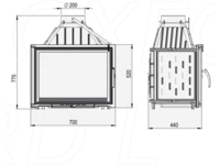 Șemineu încorporabil din fontă Oxford L