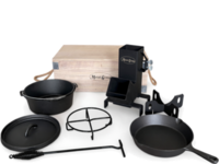 Set BBQ 6 piese din fontă cu sobă tip Rachetă.