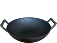 Wok din fontă 36 cm cu capac din lemn